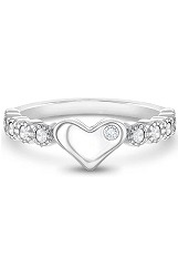 small round clear cubic zirconia sterling silver baby ring